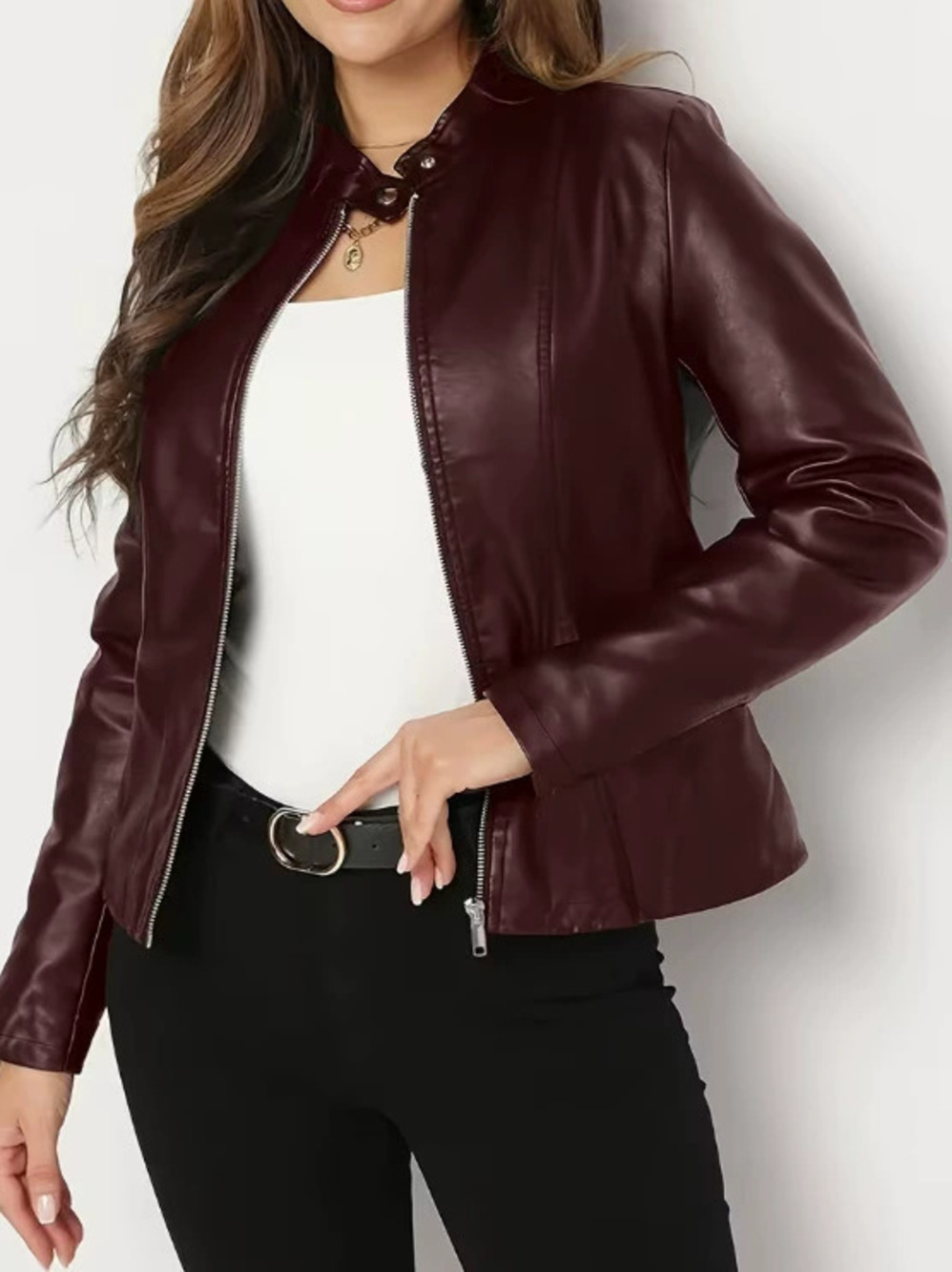 Zara Leather Motorcycle Jacket Spring Autumn